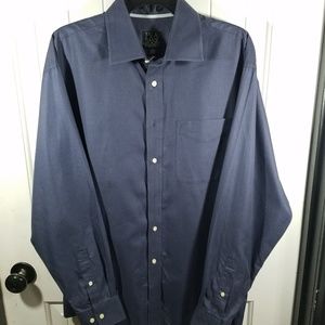 Jos A Bank Blue Houndstooth Mens Dress Shirt